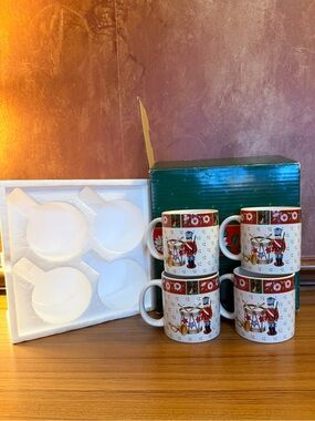 RARE! CHARLTON HALL CAROUSEL HORSE BY KOBE SET of 4 MUGS NEW IN BOX